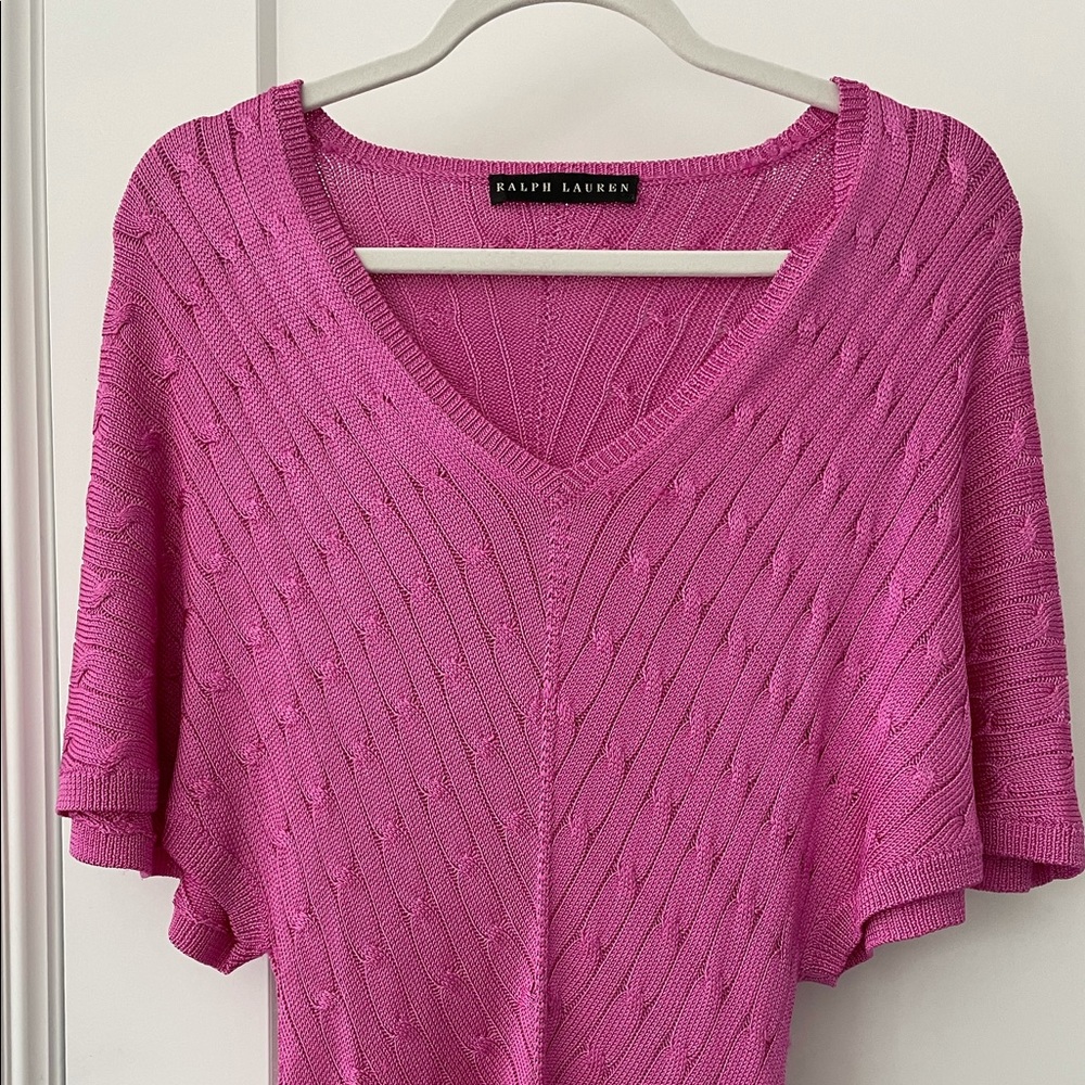 Ralph Lauren Pink Silk Cable-knit sweater